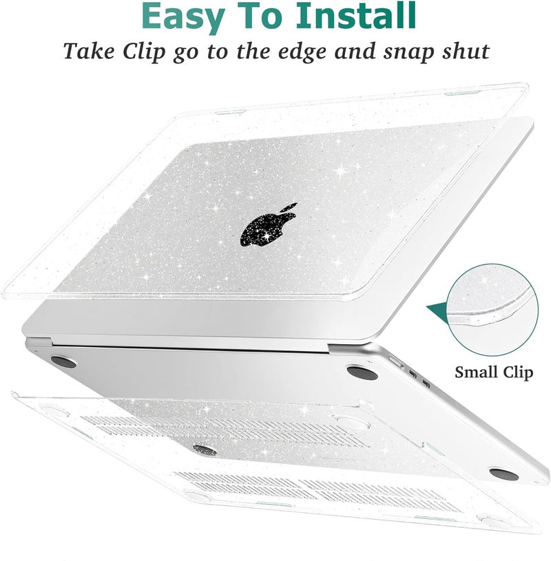 May Chen for M4 MacBook Air 13.6 inch Case 2025 2024 2023 2022 Release A3240 M3 A3113 M2 A2681, Plastic Hard Shell Case for MacBook Air 13.6" with Retina Display Fits Touch ID, Clear Glitter - Image 5